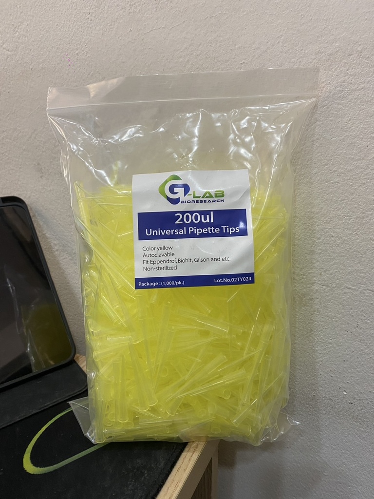 G-Lab 200ul, Universal pipette Tips (Yellow) 