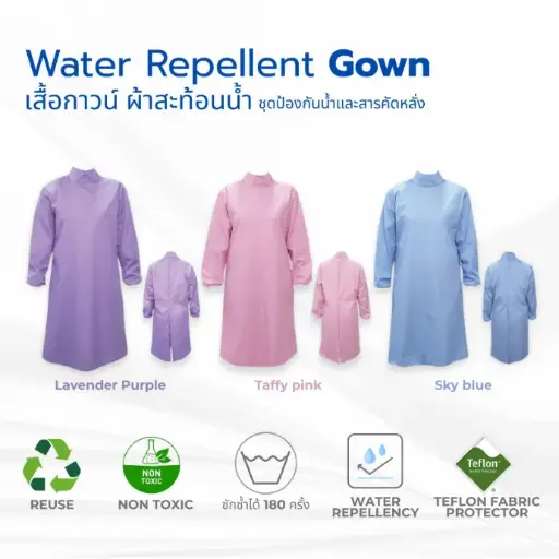 Water Repellent Gown เสื้อกาวน์ ผ้าสะท้อนน้ำ ชุดป้องกันน้ำและสารคัดหลั่ง